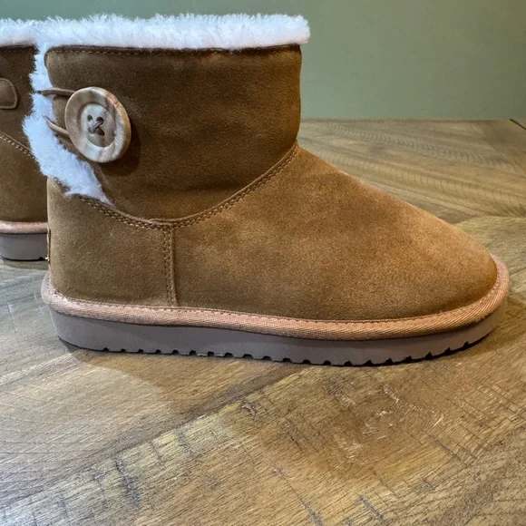 Koolaburra by UGG, Nalie Mini Chestnut Fur Lined Button Boots Women’s size 5 - Picture 13 of 16